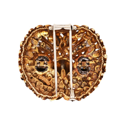 Nardi, 18K Gold Enamel Diamond Owl Brooch Nardi
