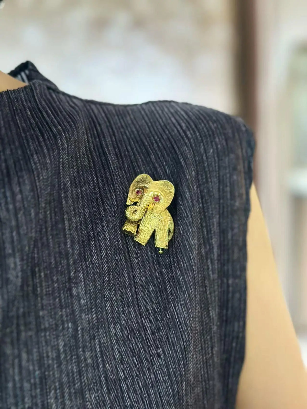 French 18K Gold Elephant Brooch