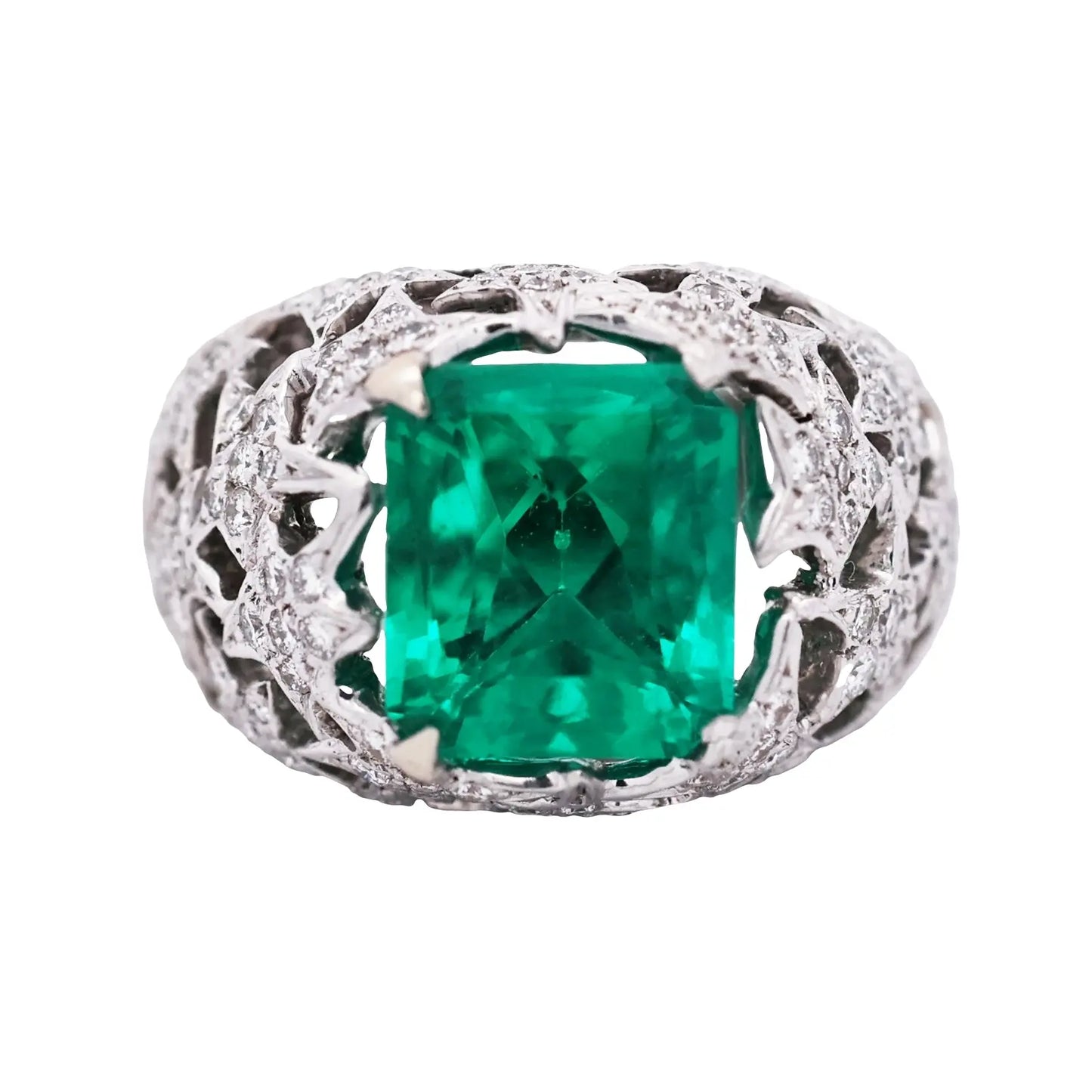 Chanel, 18K Gold Emerald Diamond Ring, AGL Chanel