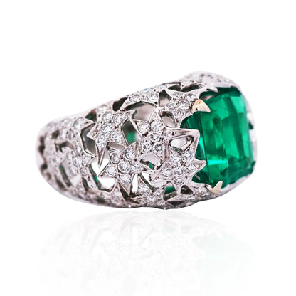 Chanel, 18K Gold Emerald Diamond Ring, AGL Chanel