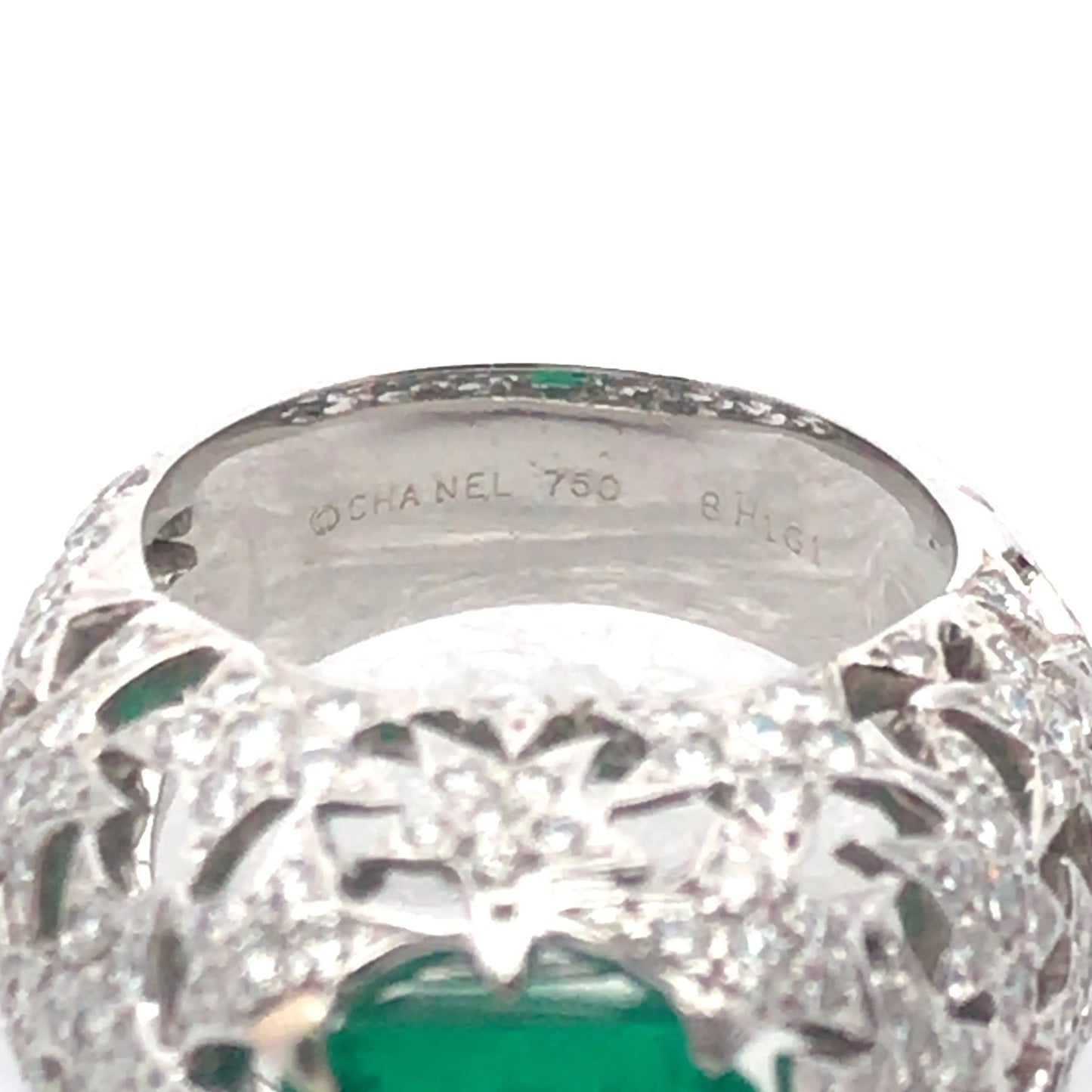 Chanel, 18K Gold Emerald Diamond Ring, AGL Chanel