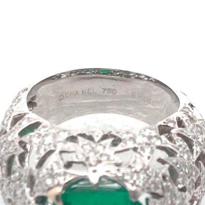 Chanel, 18K Gold Emerald Diamond Ring, AGL Chanel