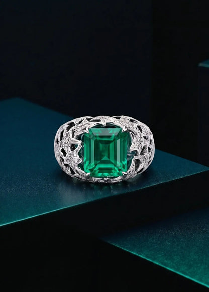 Chanel, 18K Gold Emerald Diamond Ring, AGL Chanel