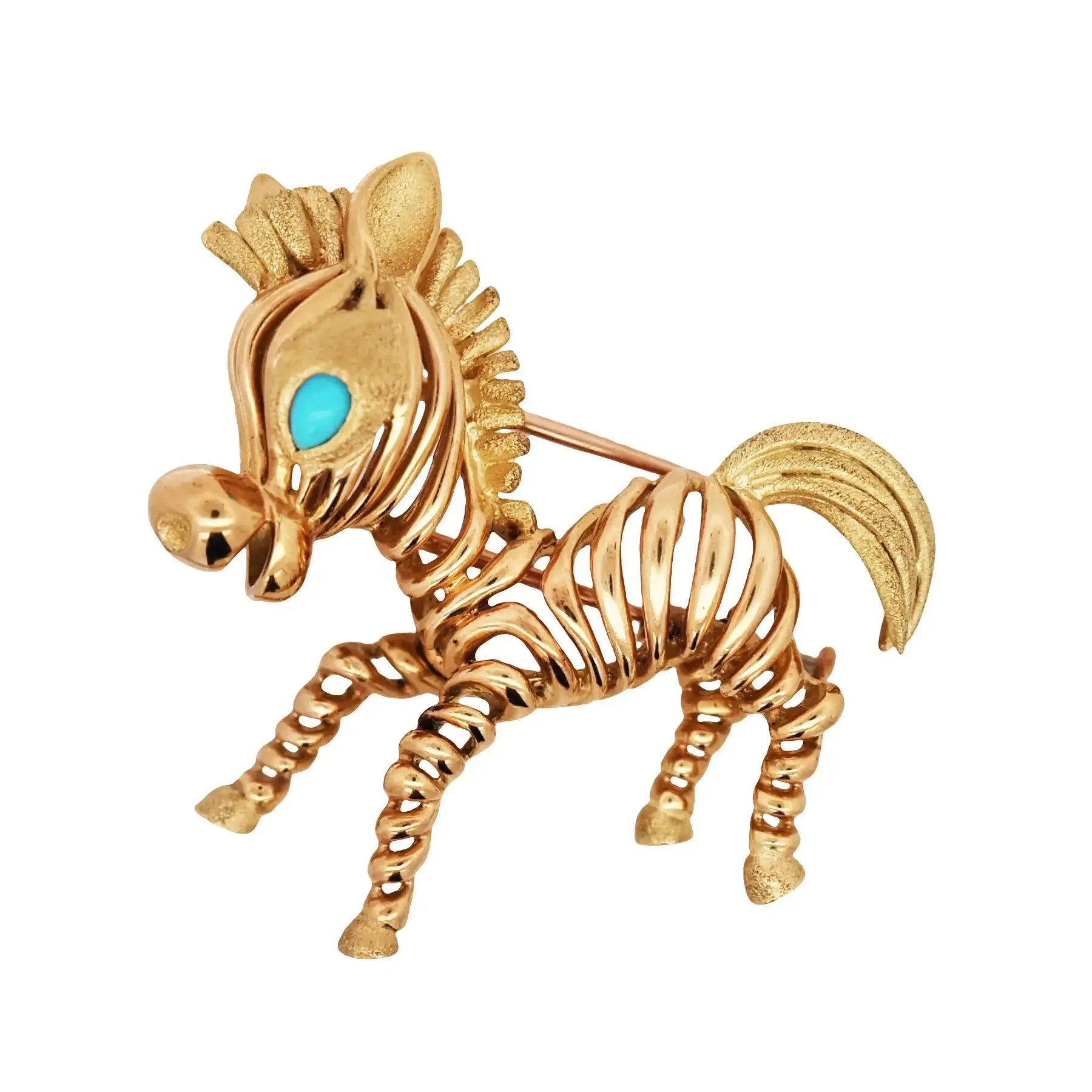 Mauboussin, 18K Gold Turquoise Horse Brooch Mauboussin