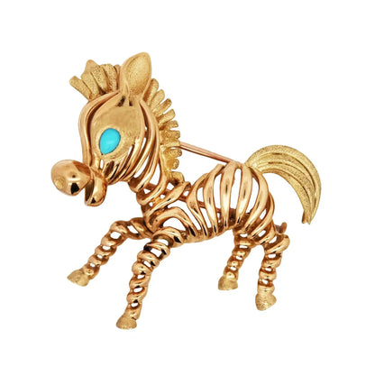 Mauboussin, 18K Gold Turquoise Horse Brooch Mauboussin