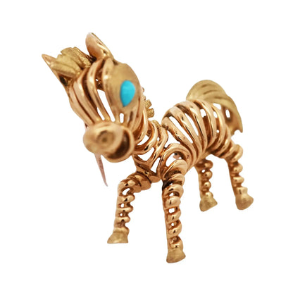 Mauboussin, 18K Gold Turquoise Horse Brooch Mauboussin