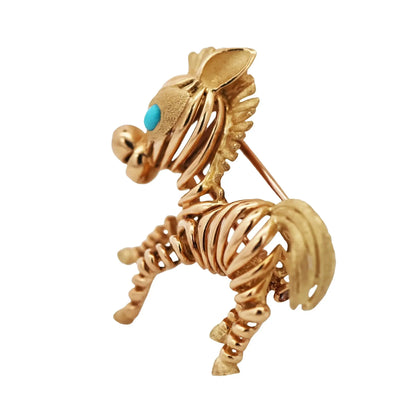 Mauboussin, 18K Gold Turquoise Horse Brooch Mauboussin