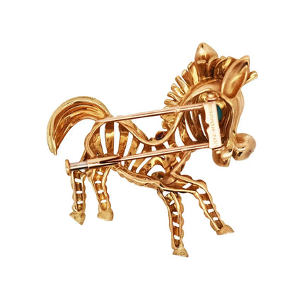 Mauboussin, 18K Gold Turquoise Horse Brooch Mauboussin