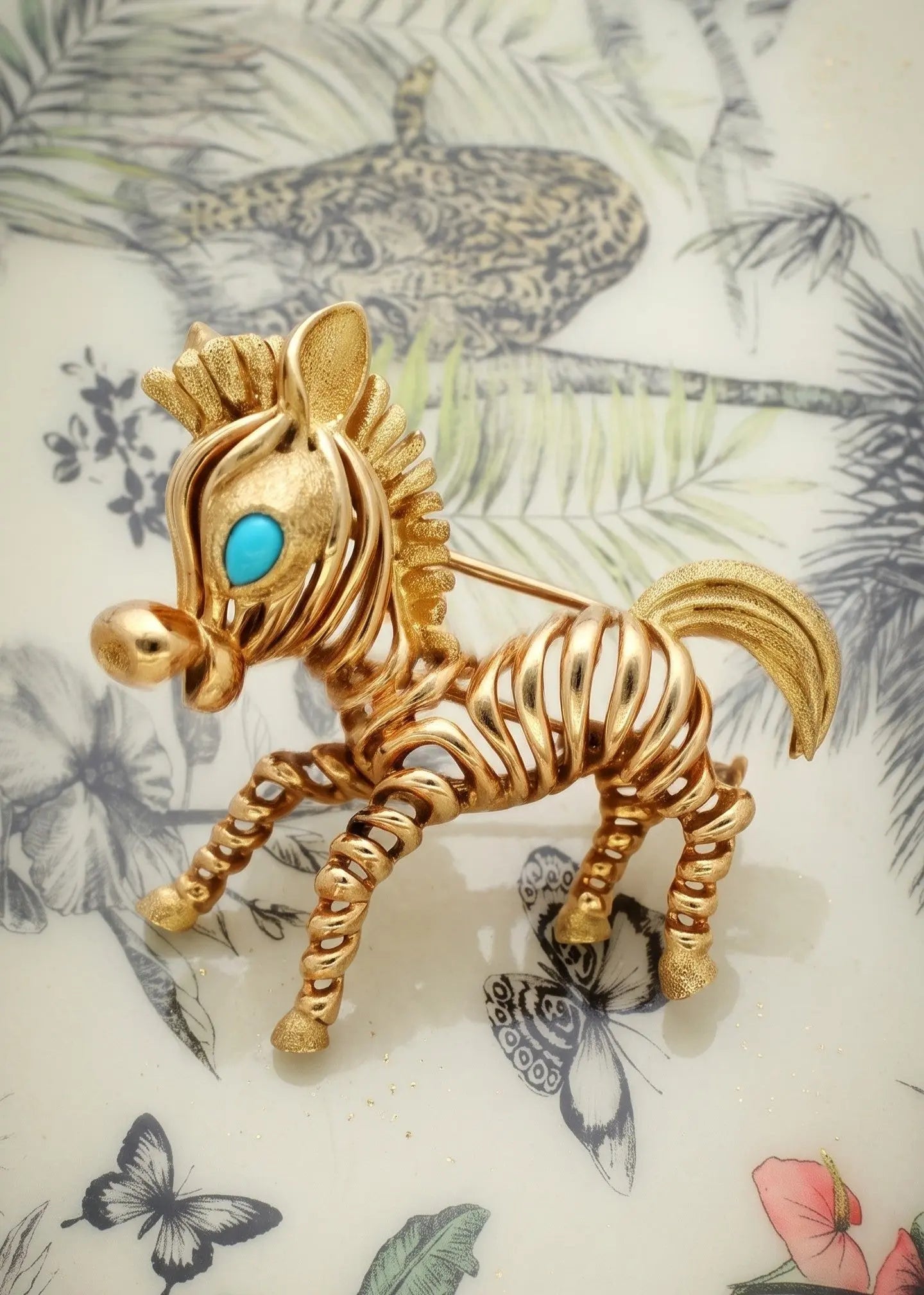 Mauboussin, 18K Gold Turquoise Horse Brooch Mauboussin