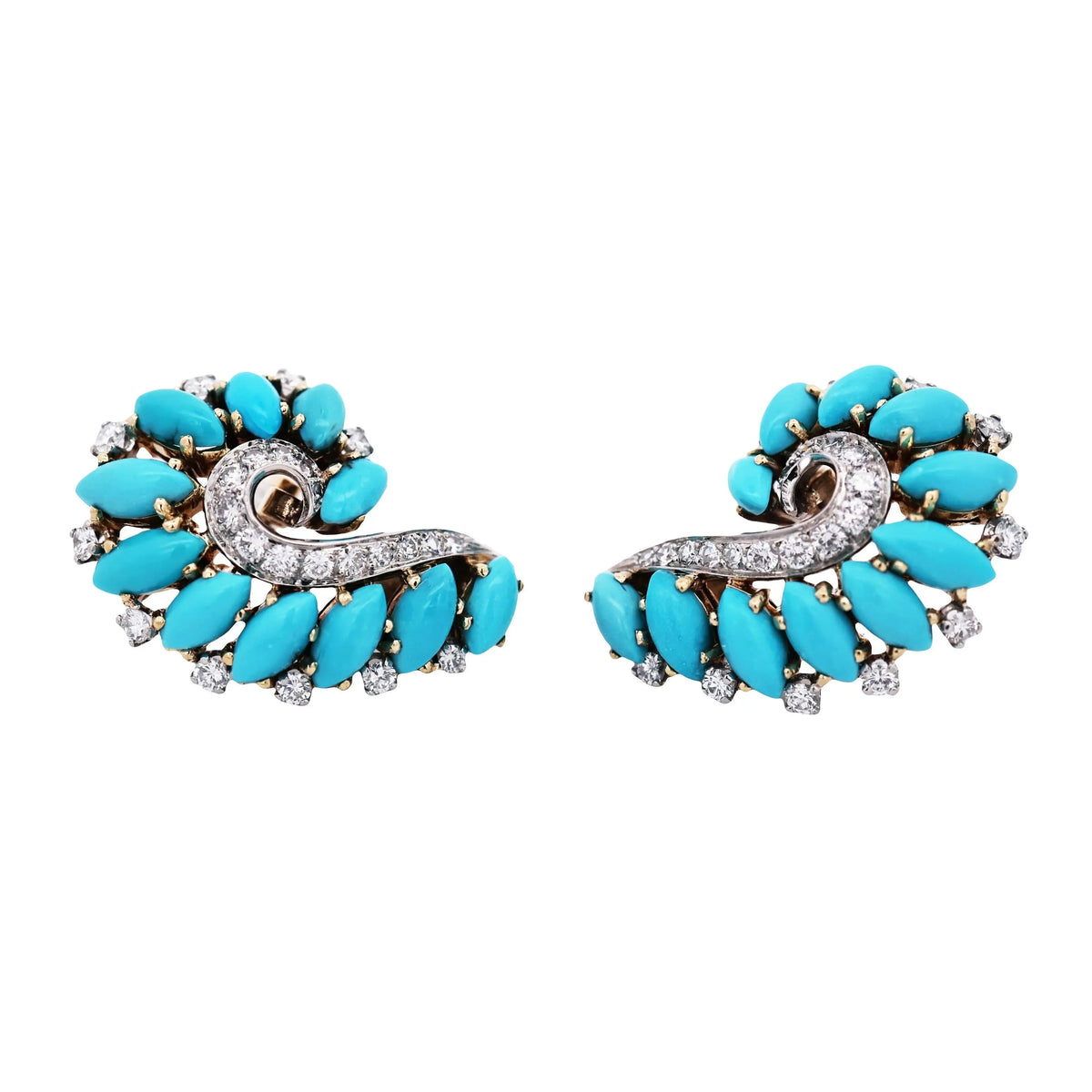 Bvlgari, 18K Gold Turquoise Diamond Earrings