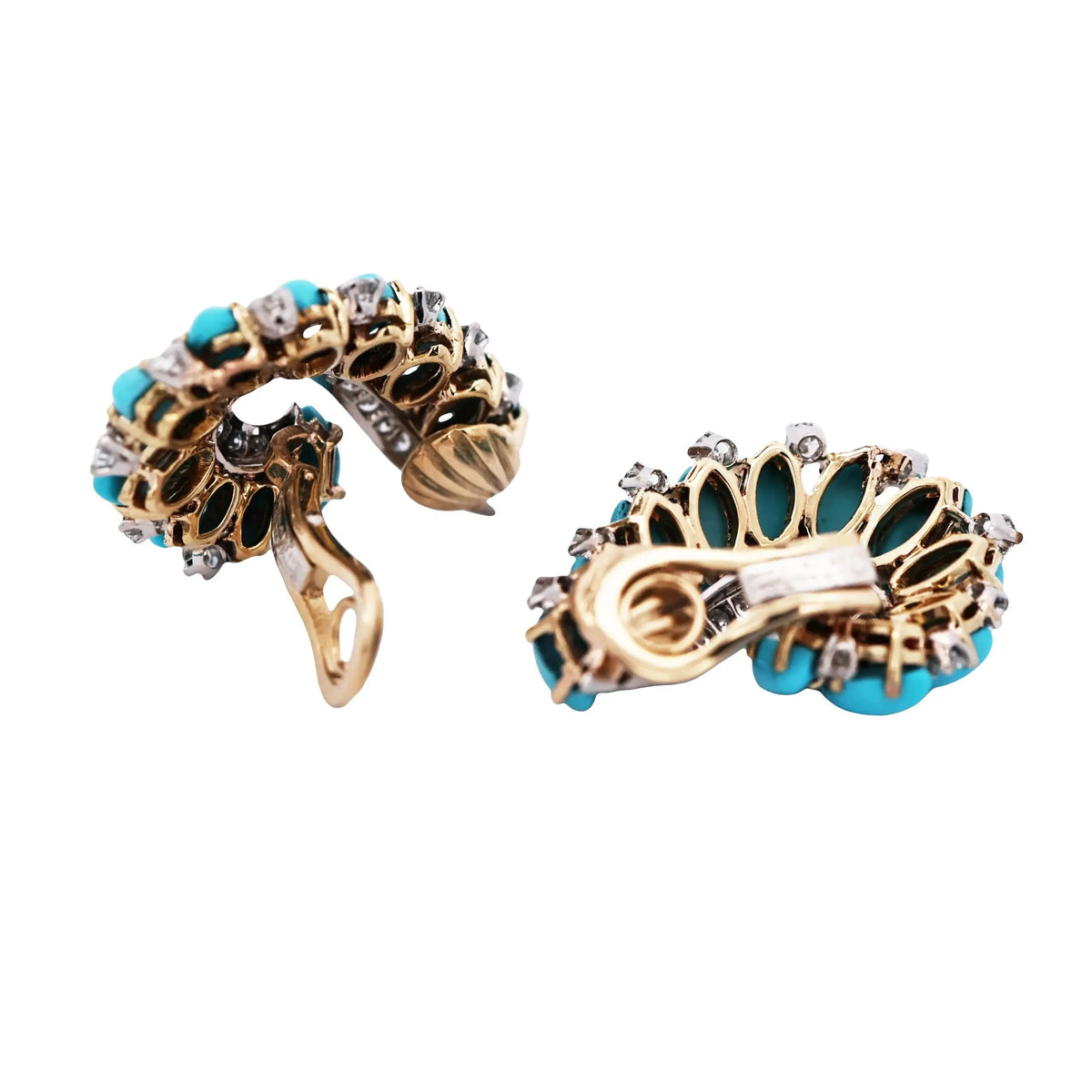 Bvlgari, 18K Gold Turquoise Diamond Earrings