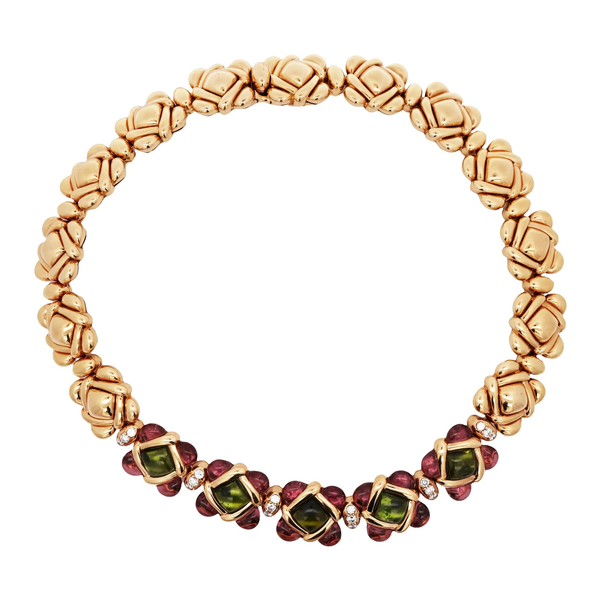 Van Cleef & Arpels, 18K Gold Gemstone Diamond Necklace VCA