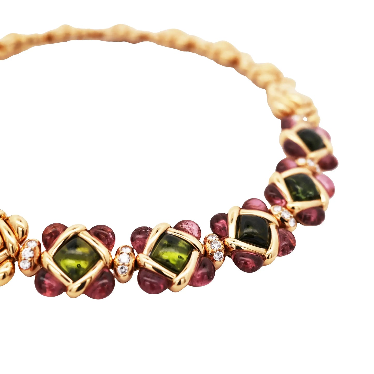 Van Cleef & Arpels, 18K Gold Gemstone Diamond Necklace VCA