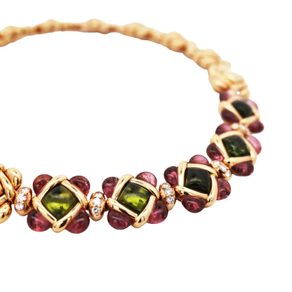 Van Cleef & Arpels, 18K Gold Gemstone Diamond Necklace VCA