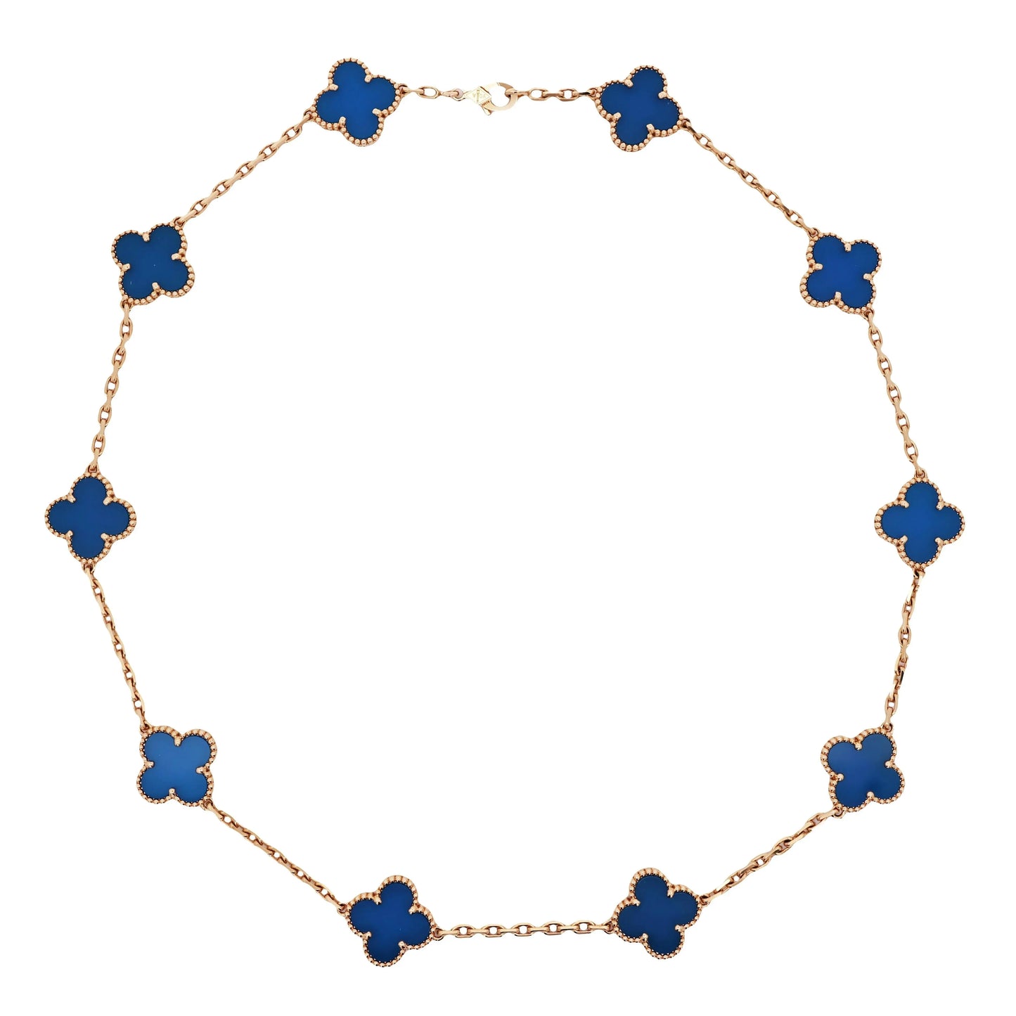Van Cleef & Arpels, 18K Gold Agate Alhambra Necklace, Certificate