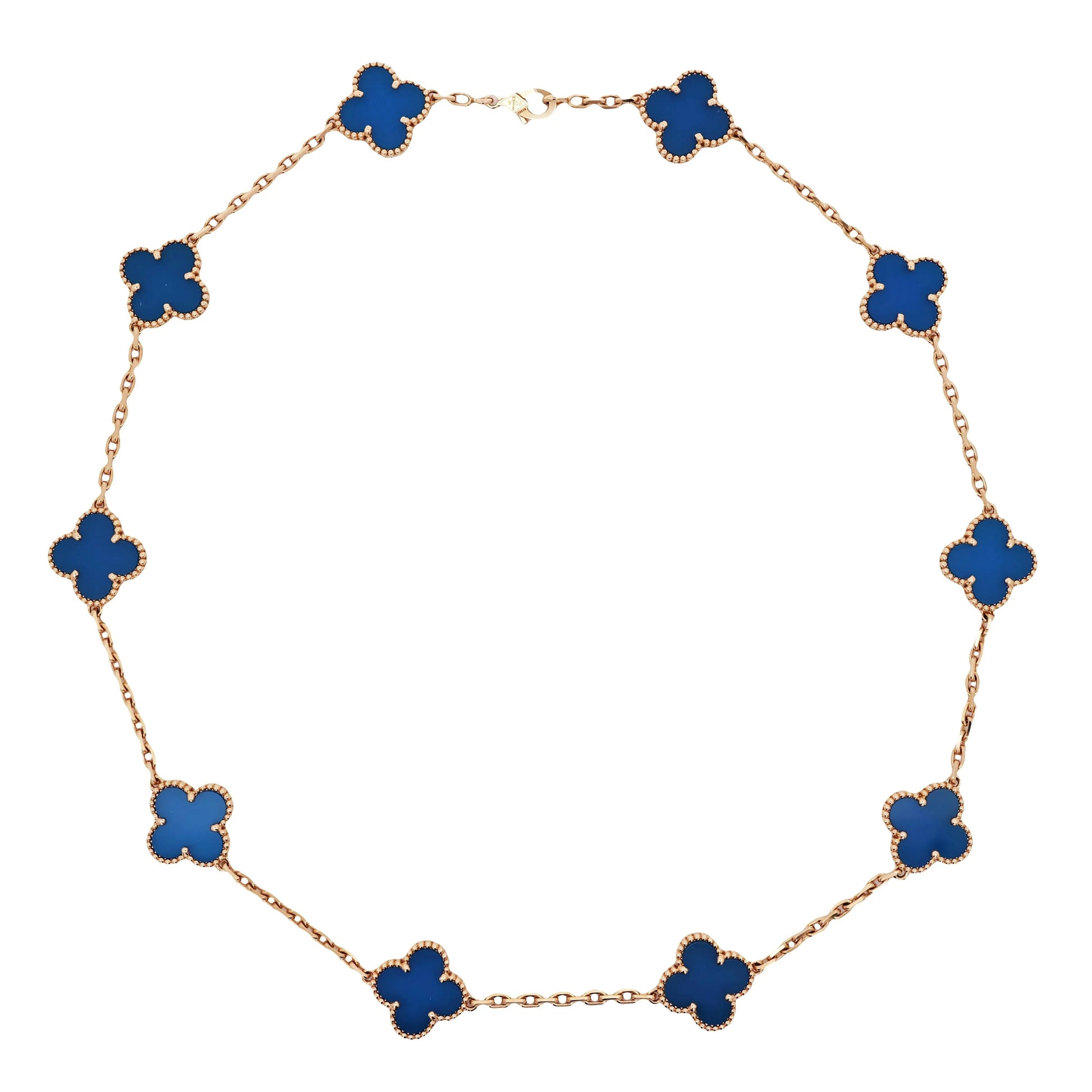 Van Cleef & Arpels, 18K Gold Agate Alhambra Necklace, Certificate