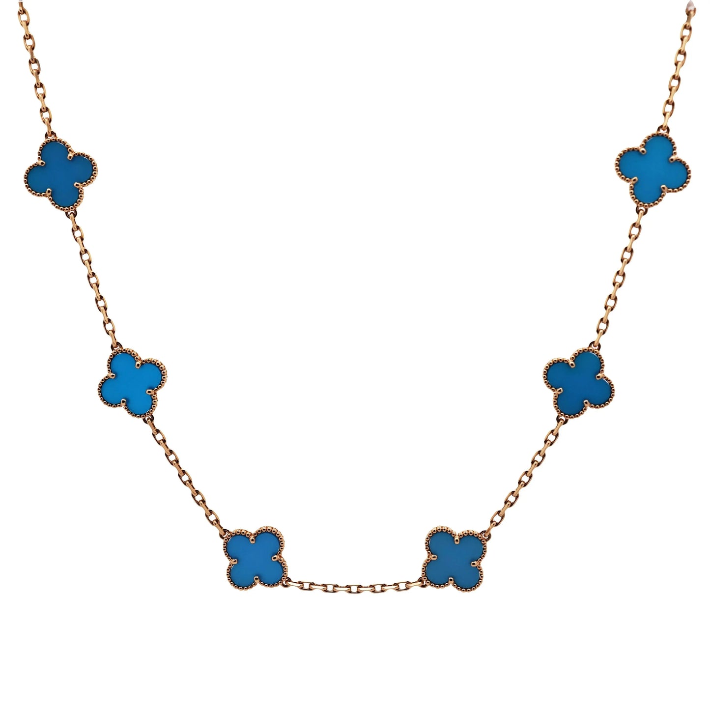 Van Cleef & Arpels, 18K Gold Agate Alhambra Necklace, Certificate