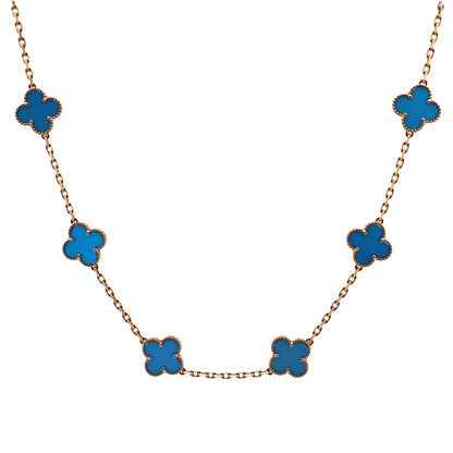 Van Cleef & Arpels, 18K Gold Agate Alhambra Necklace, Certificate