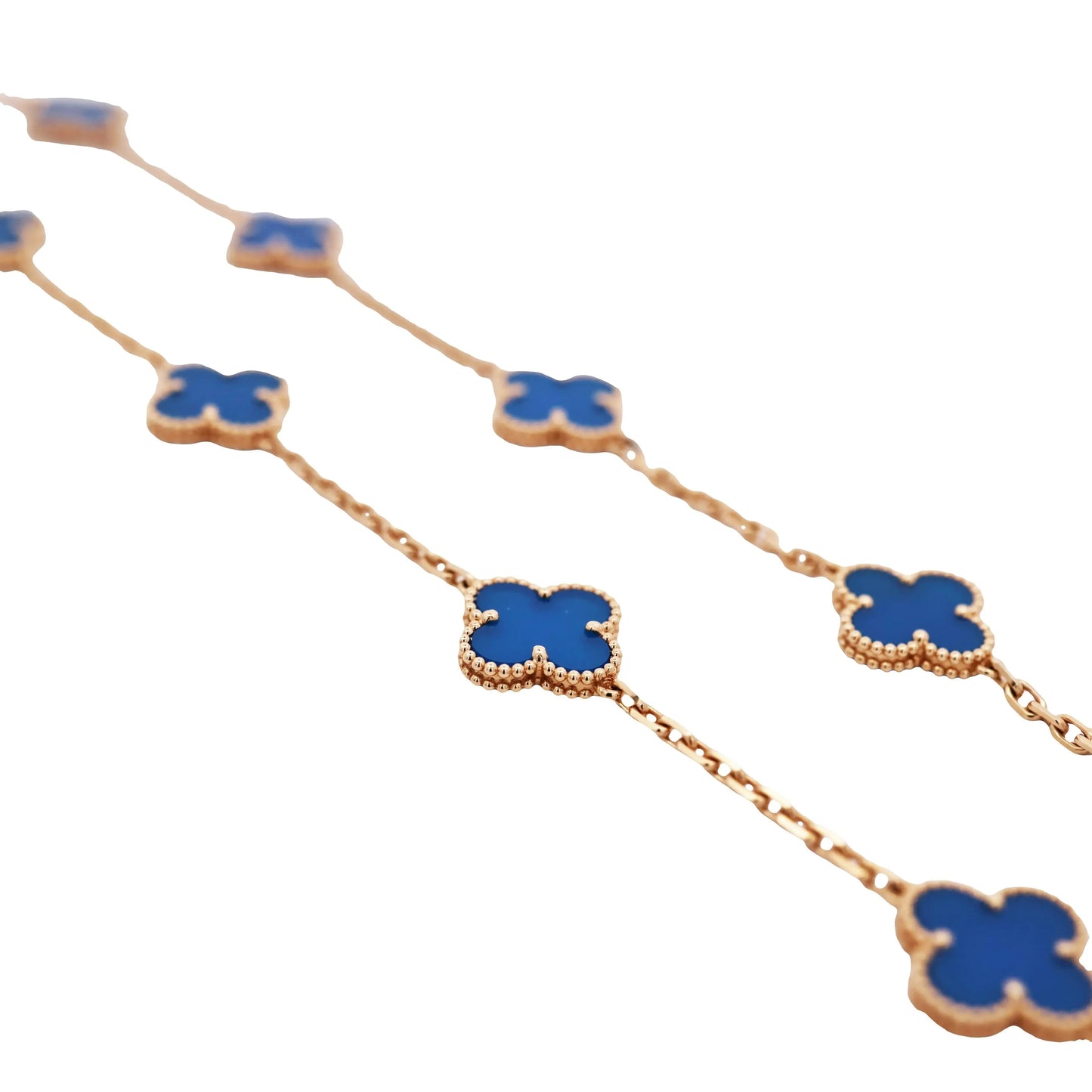 Van Cleef & Arpels, 18K Gold Agate Alhambra Necklace, Certificate