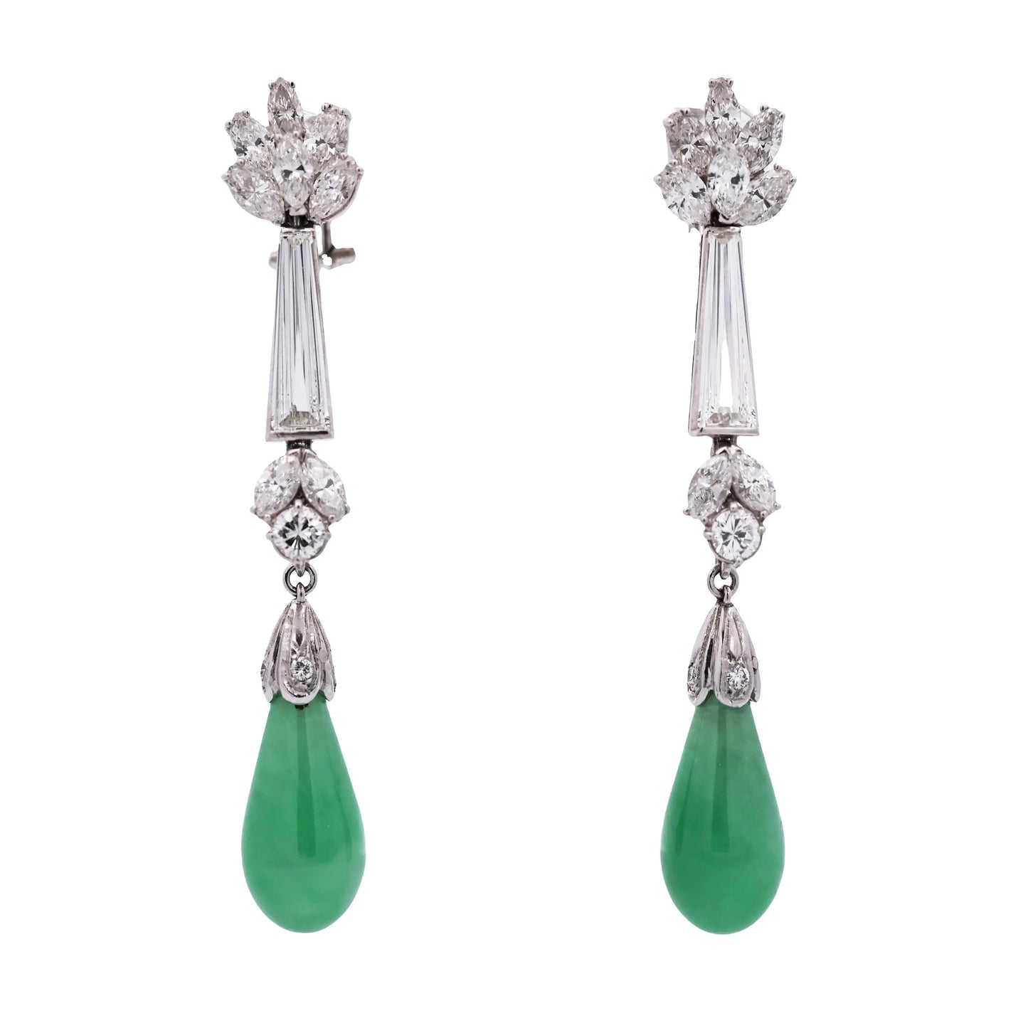 Platinum South Sea Pearl and Jadeite Jade Convertible Earrings, GIA