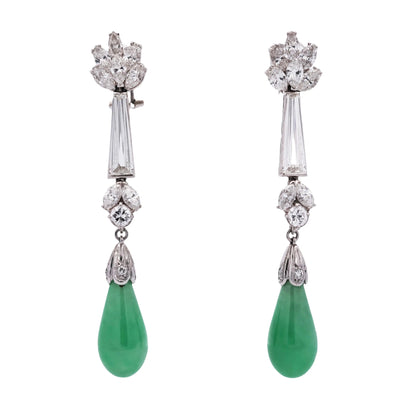 Platinum South Sea Pearl and Jadeite Jade Convertible Earrings, GIA