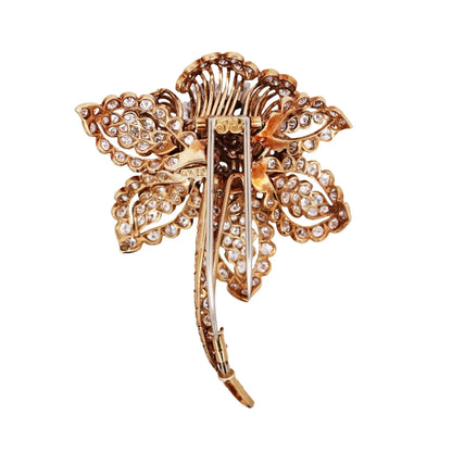David Webb, 18K Gold Diamond Flower Brooch, Certificate