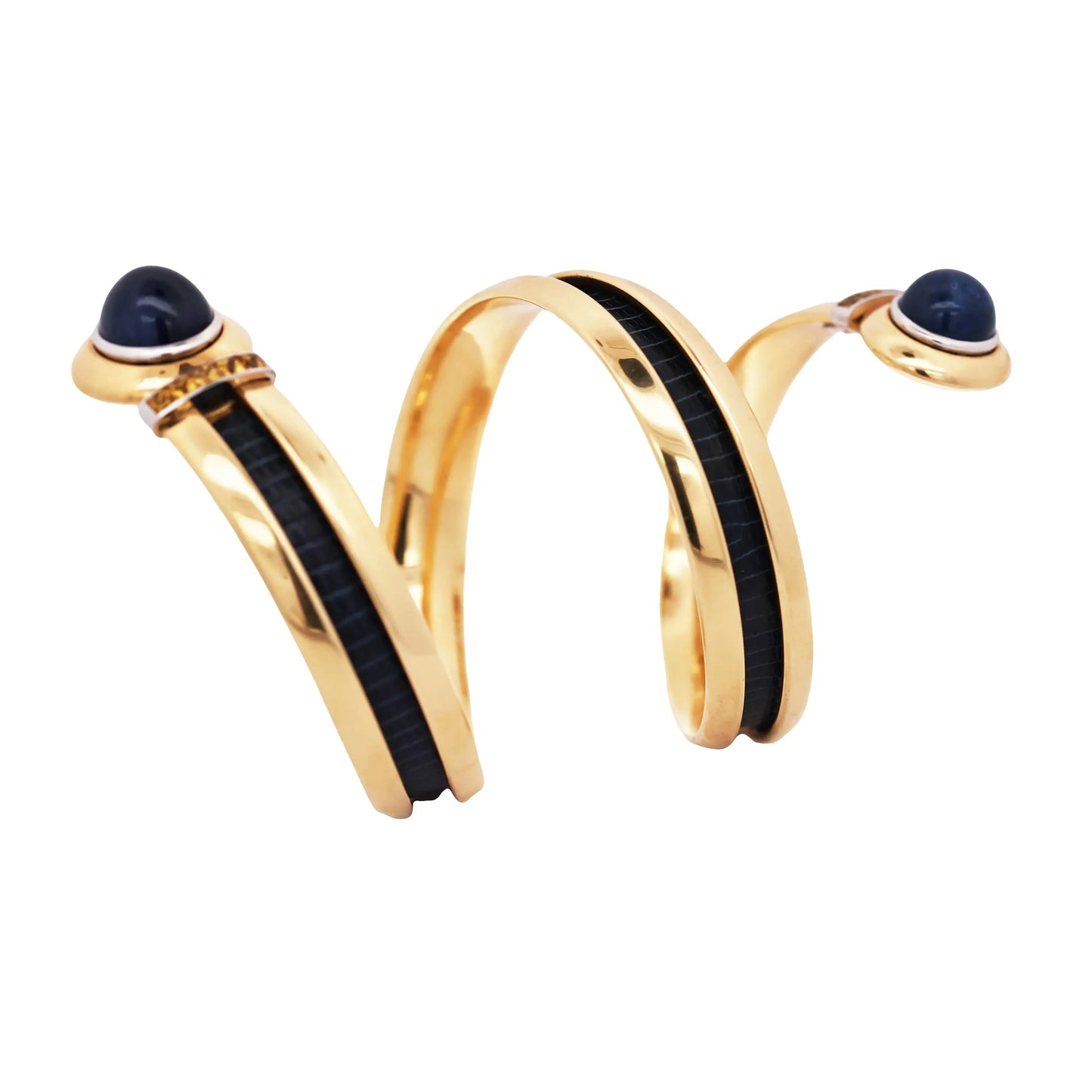 Hemmerle, Platinum 18K Gold Sapphire Leather Bracelet