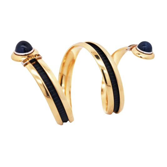 Hemmerle, Platinum 18K Gold Sapphire Leather Bracelet