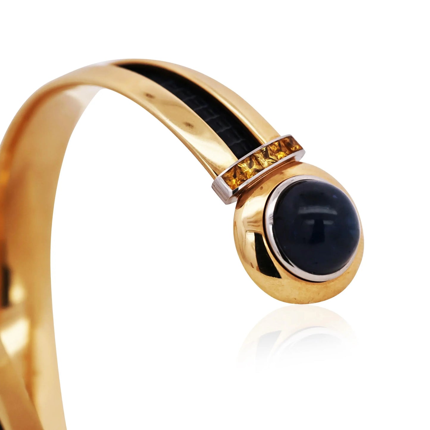 Hemmerle, Platinum 18K Gold Sapphire Leather Bracelet