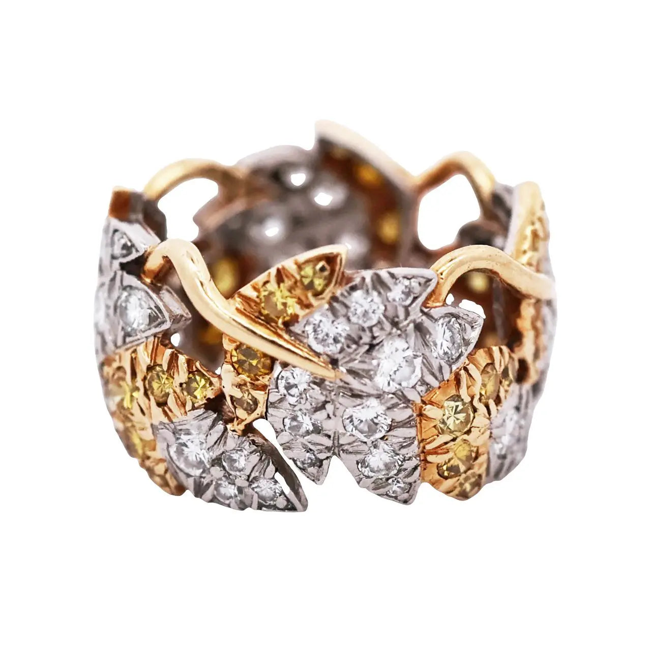 Tiffany Schlumberger, Platinum 18K Gold Yellow Diamond Diamond Ring