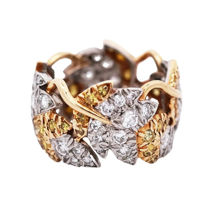 Tiffany Schlumberger, Platinum 18K Gold Yellow Diamond Diamond Ring