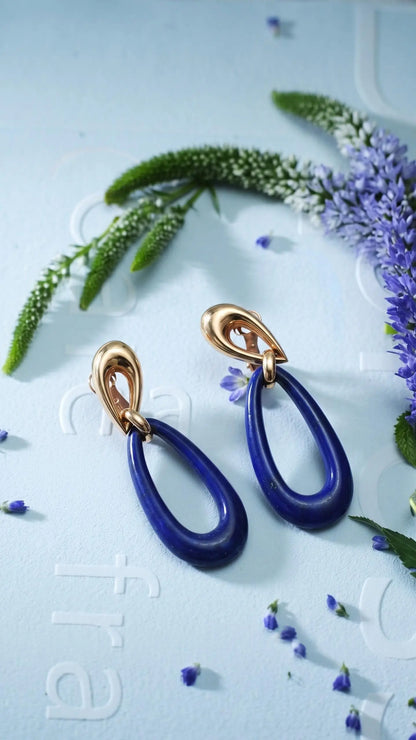 18K Gold Lapis Lazuli Earrings