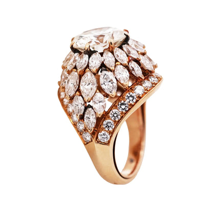 Van Cleef & Arpels, 18K Gold Diamond Ring, GIA
