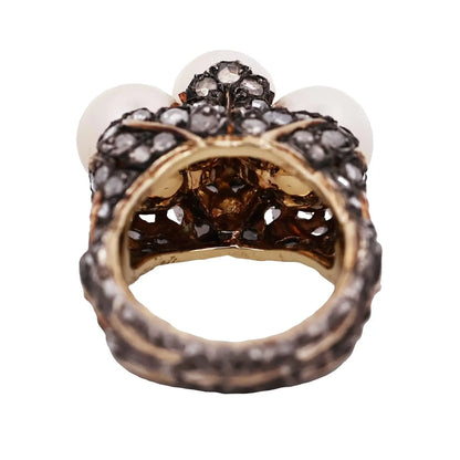 M. Buccellati, Silver-topped Gold Diamond Pearl Ring