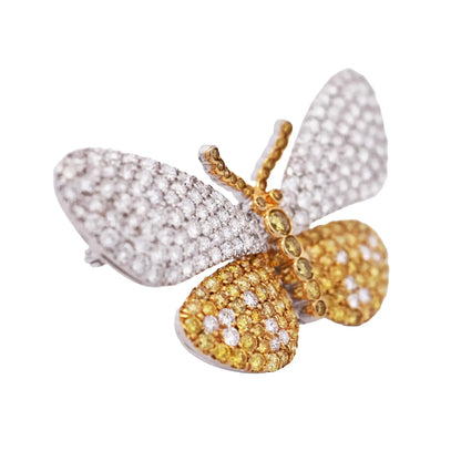 Tiffany, 18K Gold Diamond Yellow Diamond Butterfly Brooch