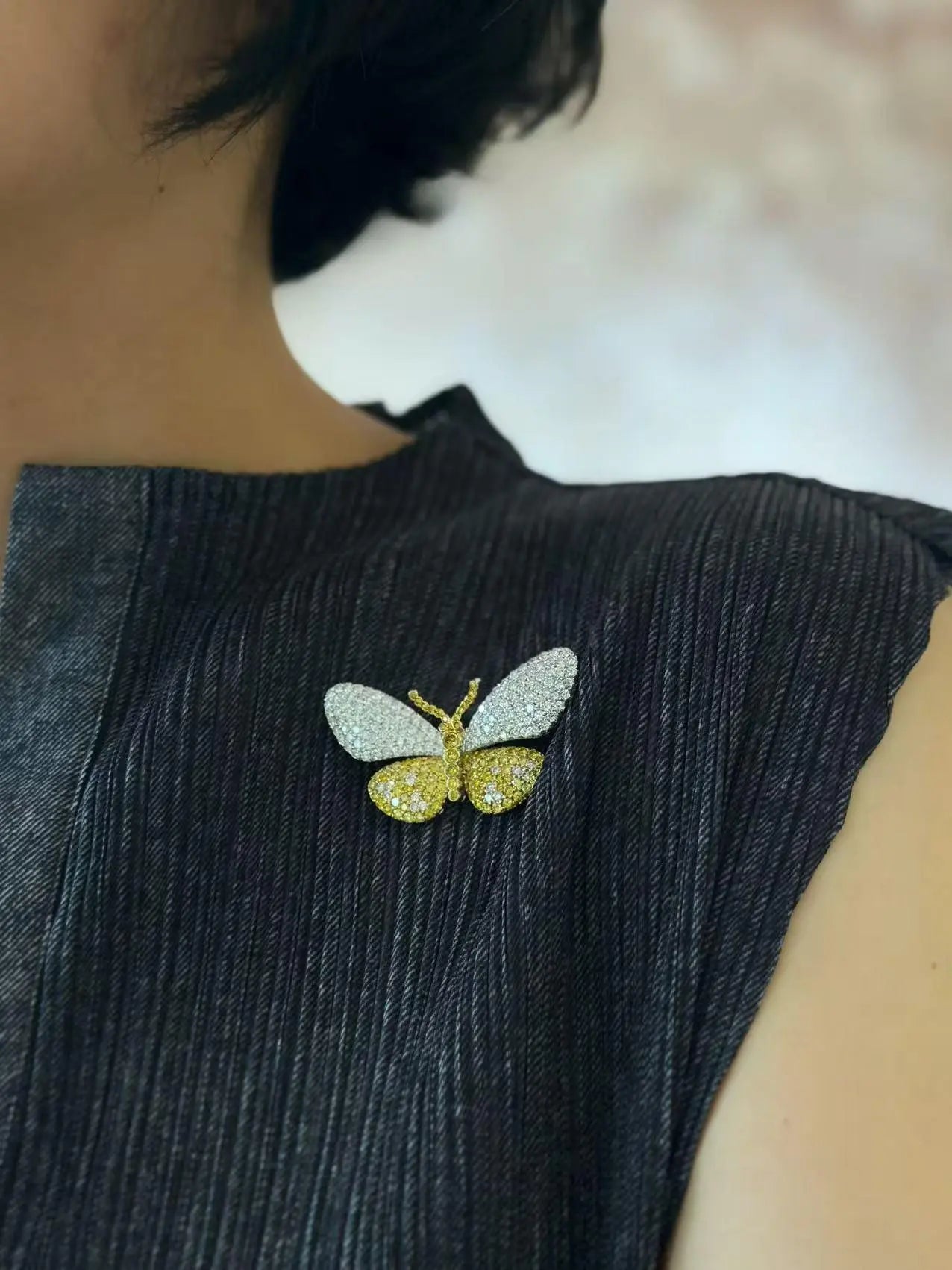 Tiffany, 18K Gold Diamond Yellow Diamond Butterfly Brooch