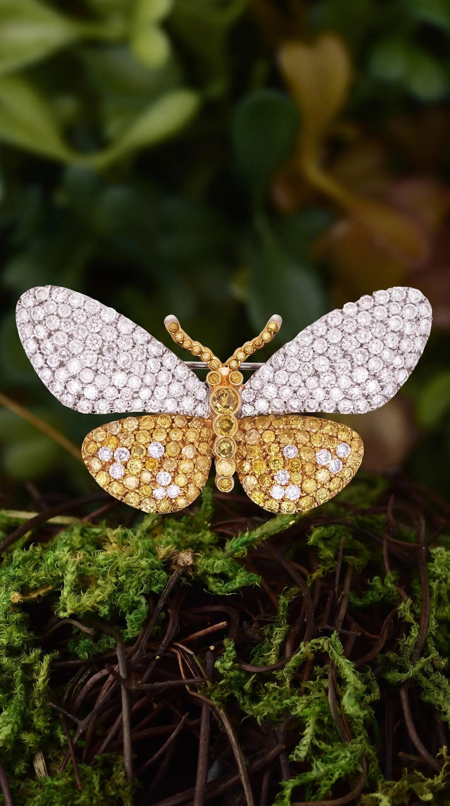 Tiffany, 18K Gold Diamond Yellow Diamond Butterfly Brooch