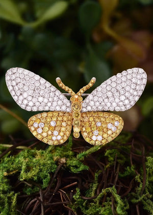 Tiffany, 18K Gold Diamond Yellow Diamond Butterfly Brooch