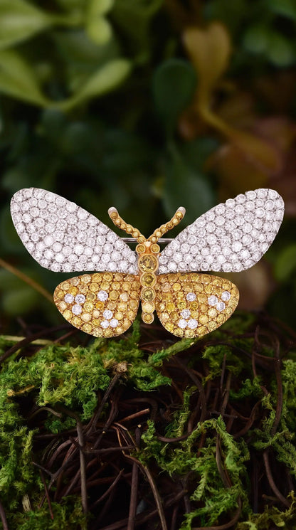 Tiffany, 18K Gold Diamond Yellow Diamond Butterfly Brooch