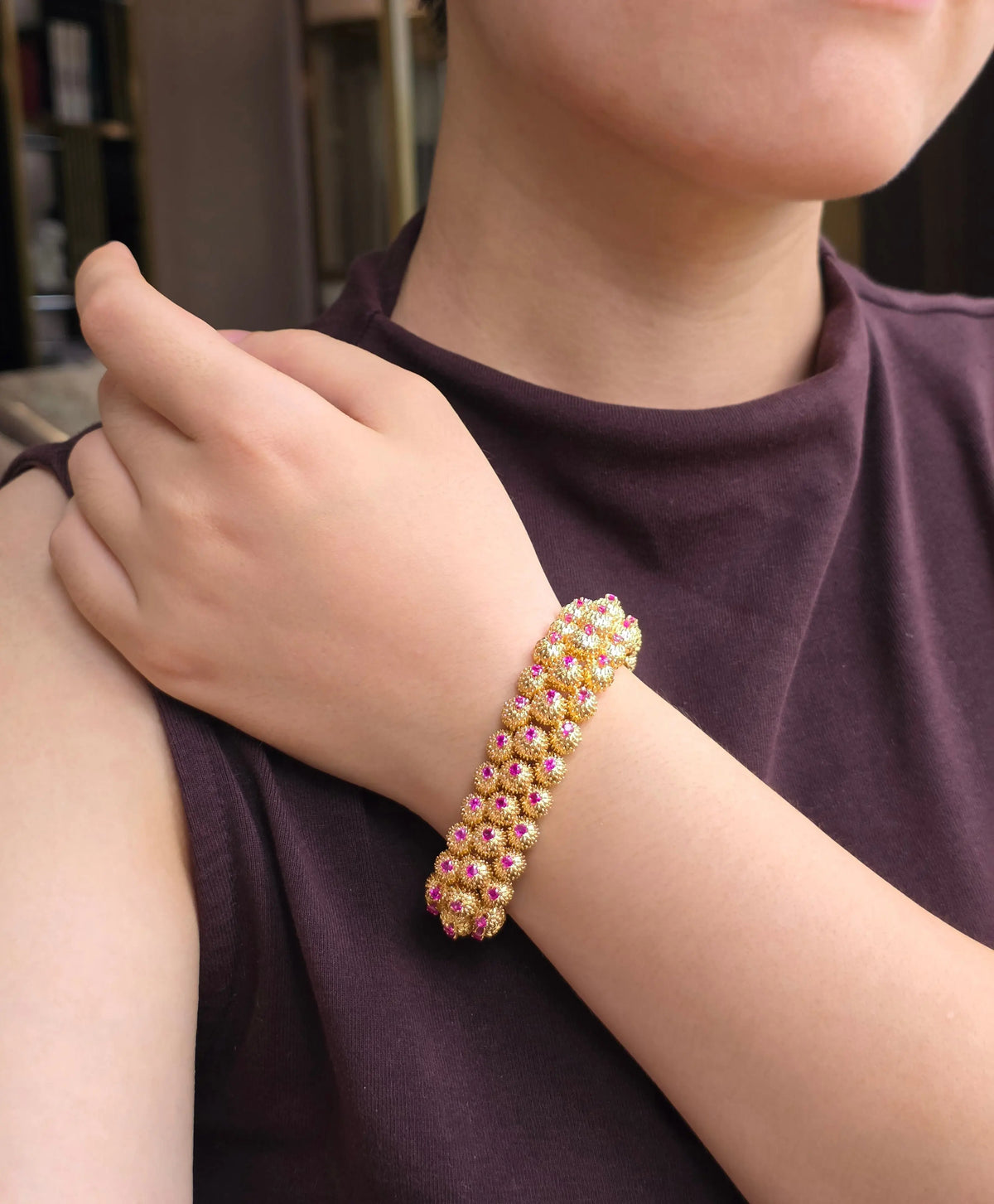 Tiffany, 18K Gold Ruby Diamond Cactus Bracelet Tiffany & Co.
