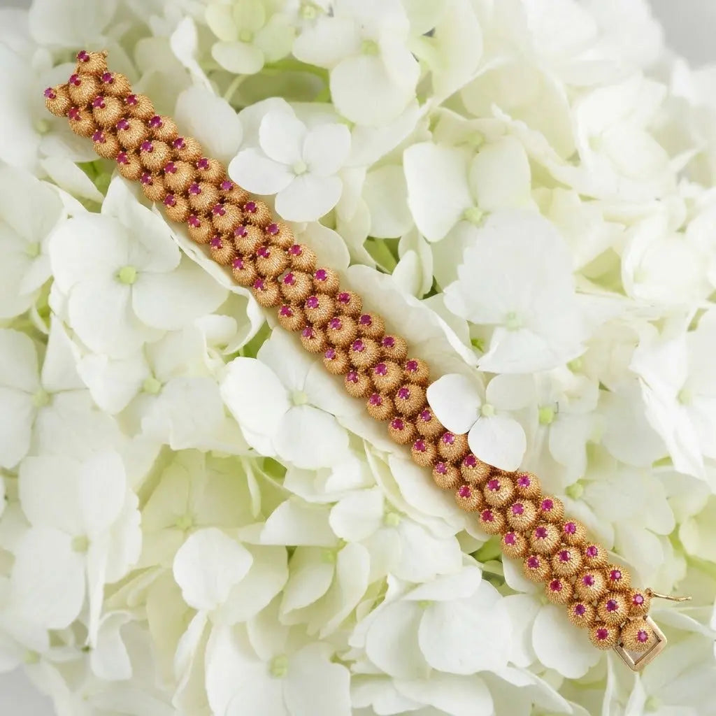 Tiffany, 18K Gold Ruby Diamond Cactus Bracelet Tiffany & Co.