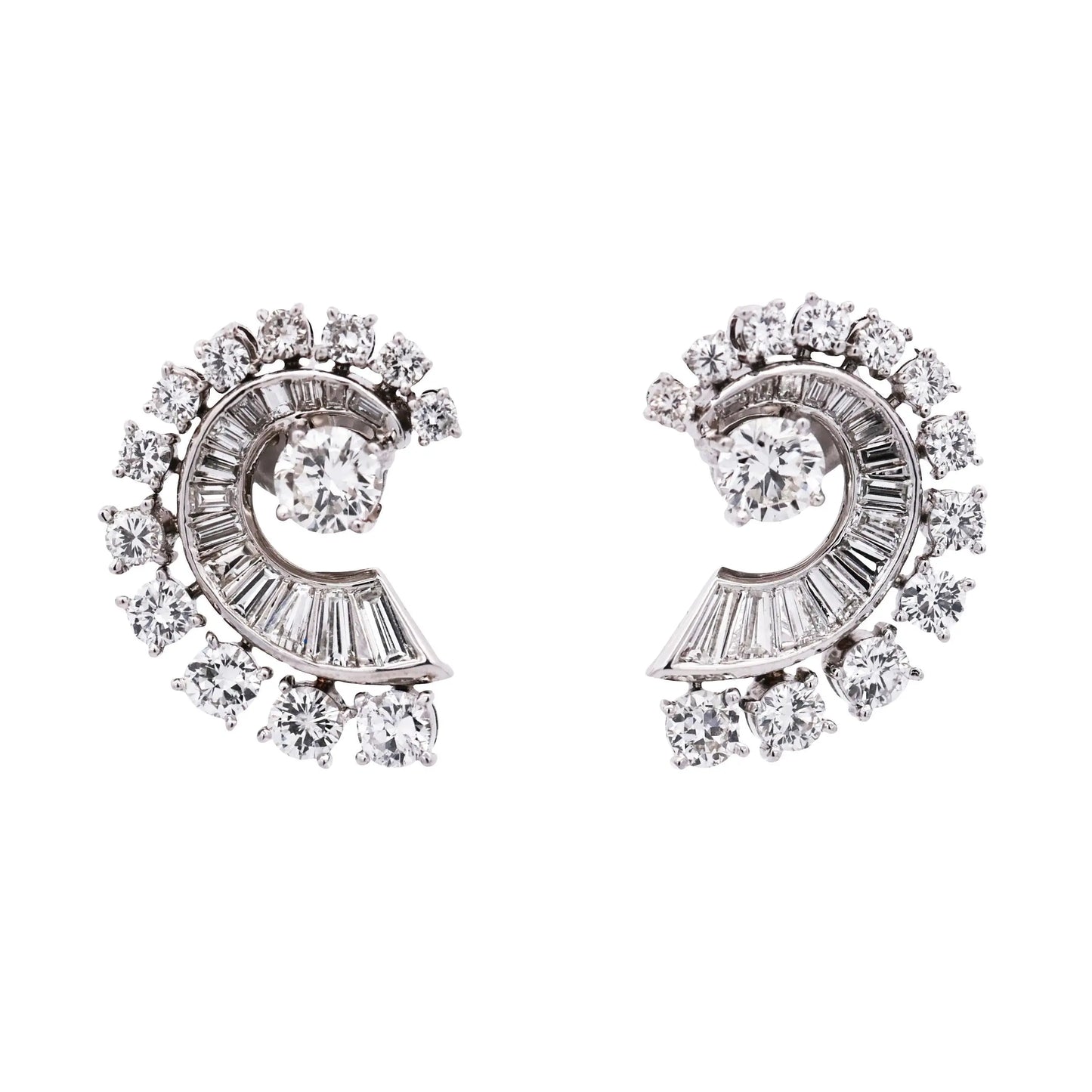 Platinum Diamond Earrings, GIA