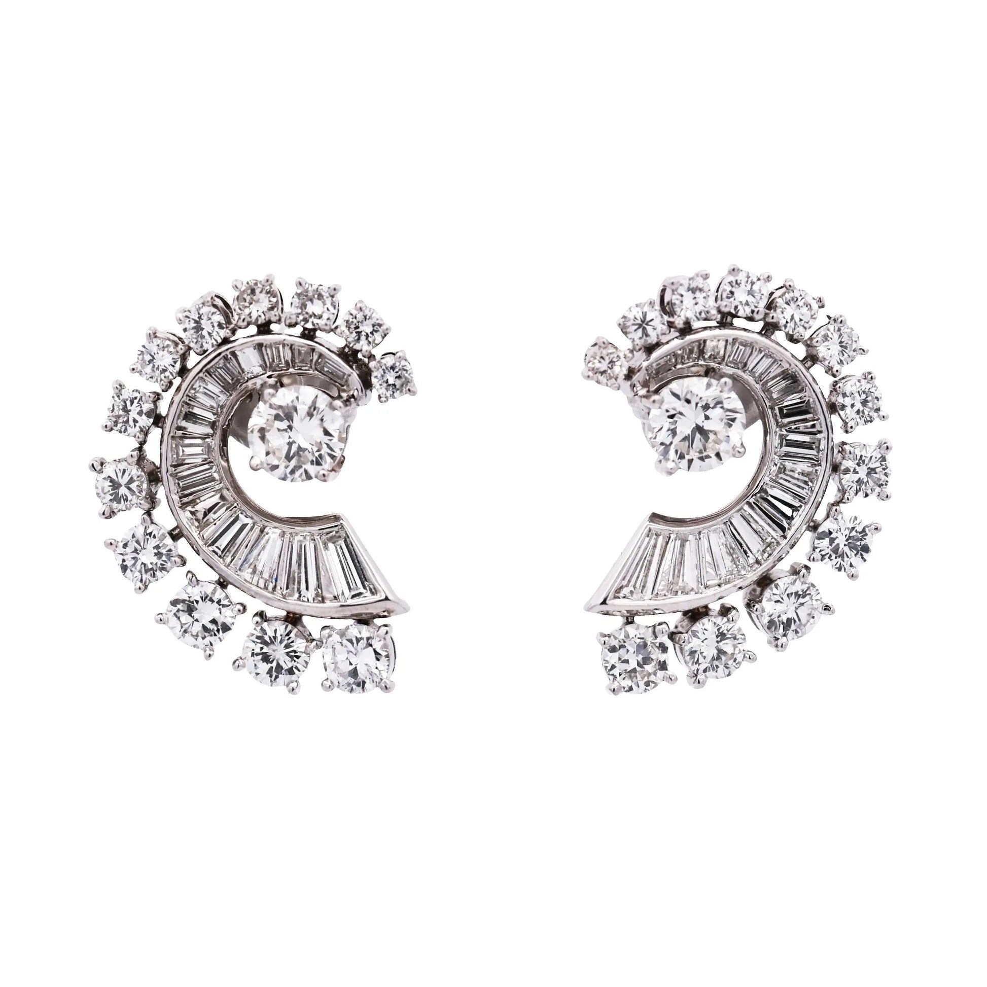 Platinum Diamond Earrings, GIA