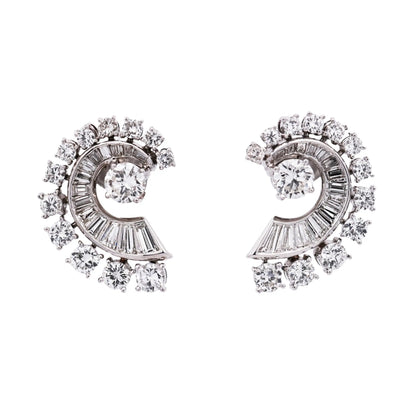 Platinum Diamond Earrings, GIA