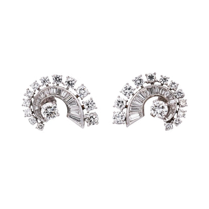 Platinum Diamond Earrings, GIA