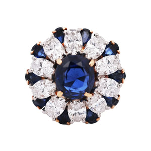 Oscar Heyman, Platinum 18K Gold Sapphire Diamond Ring, AGL