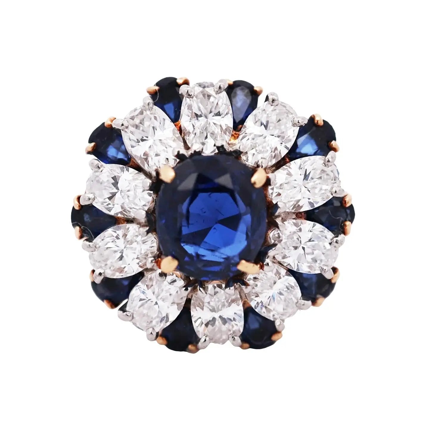 Oscar Heyman, Platinum 18K Gold Sapphire Diamond Ring, AGL