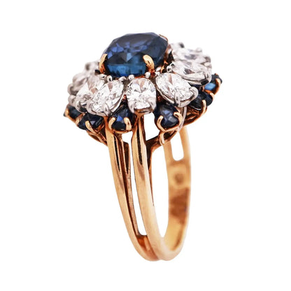 Oscar Heyman, Platinum 18K Gold Sapphire Diamond Ring, AGL