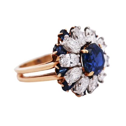 Oscar Heyman, Platinum 18K Gold Sapphire Diamond Ring, AGL