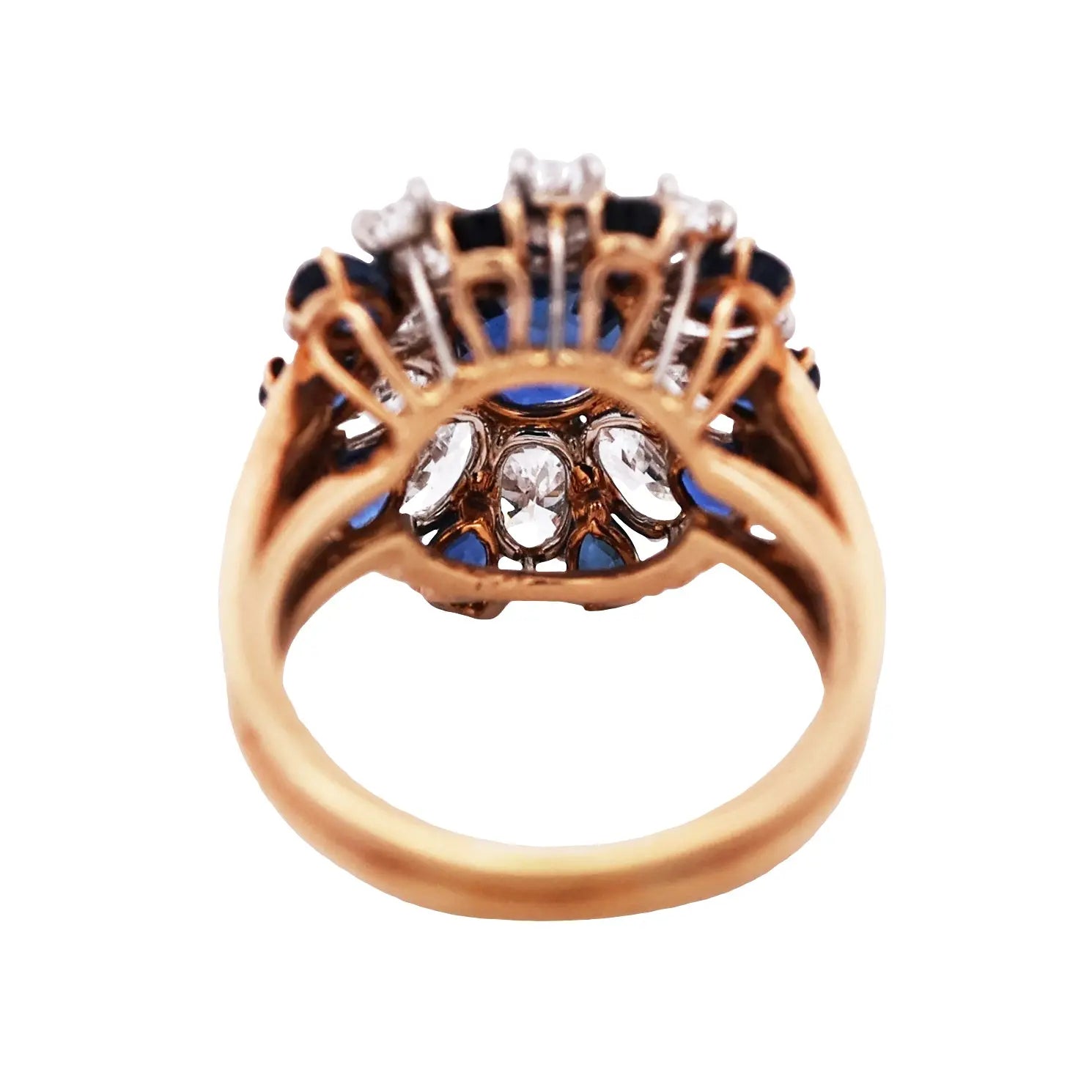 Oscar Heyman, Platinum 18K Gold Sapphire Diamond Ring, AGL Oscar Heyman